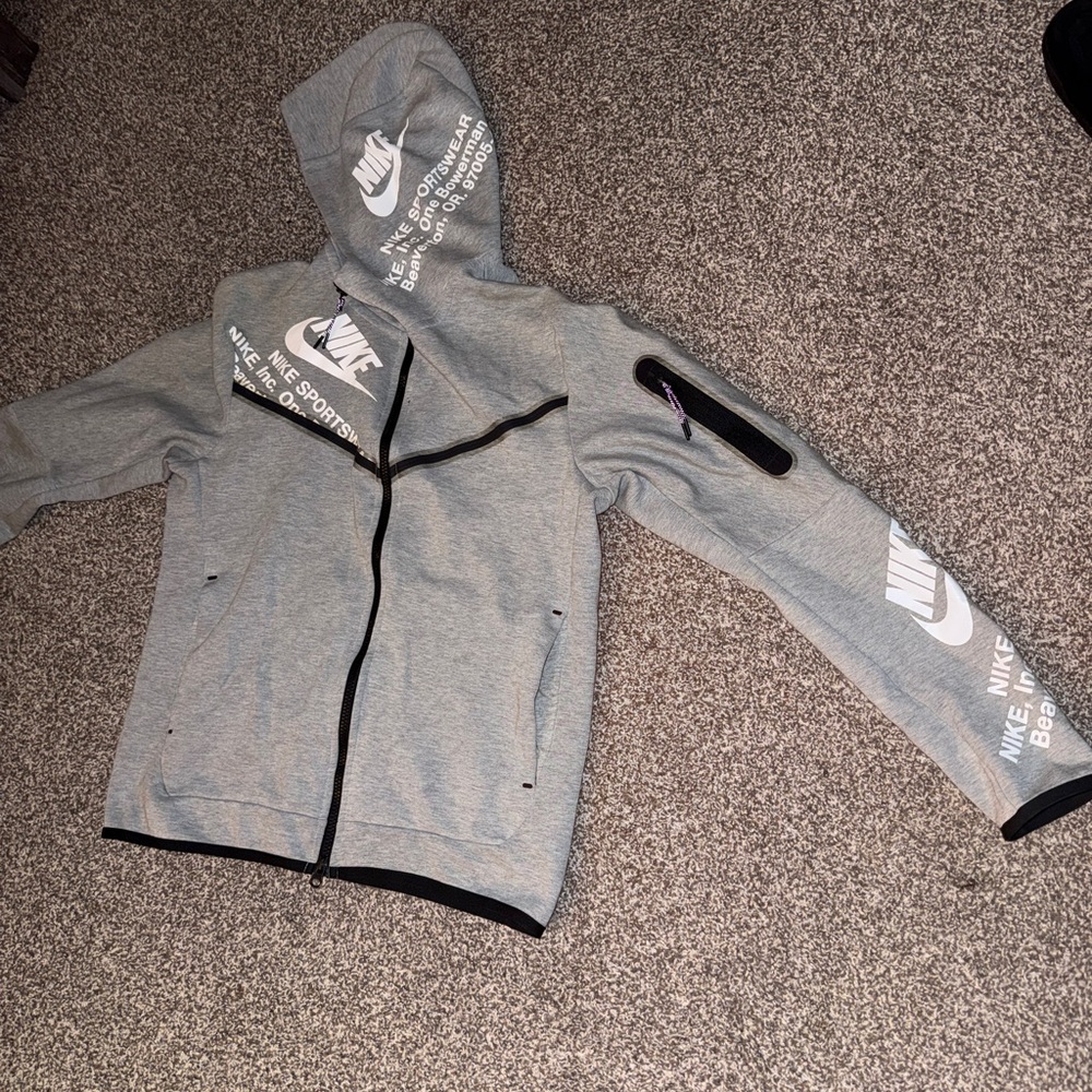 Nike tech mens Gray Full-Zip Hoodie